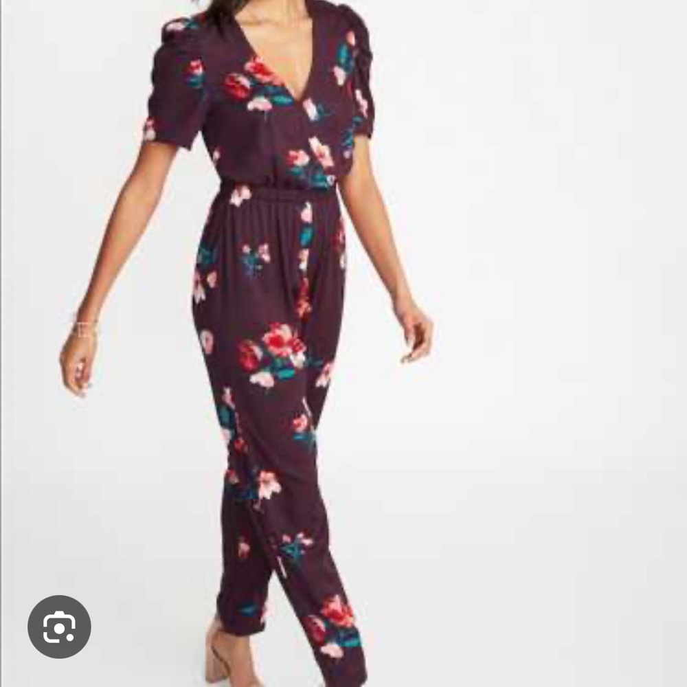 Old Navy Plum Floral Jumpsuit